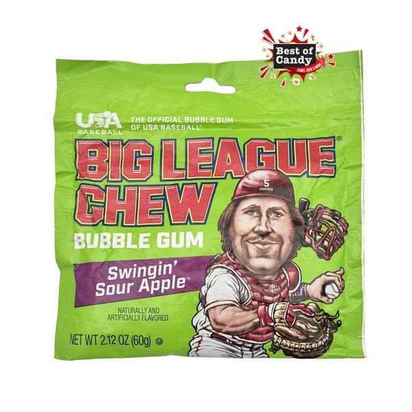 Original Big League Chew Bubble Gum Swingin Sour Apple 60g