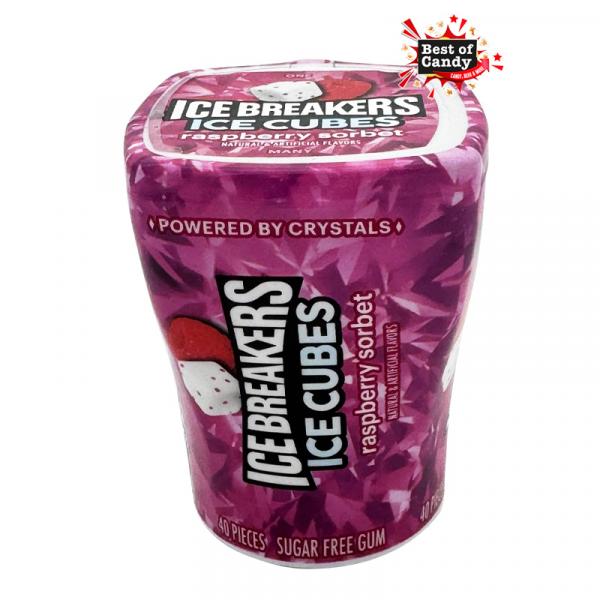 Ice Breakers Ice Cubes Raspberry Sorbet 40 Stück 92g Intensiv fruchtiger Himbeer-Sorbet-Geschmackt, zuckerfrei